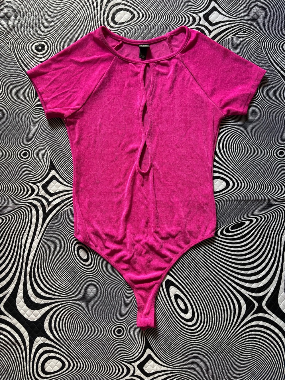 wild fable Hot Pink Short-Sleeve Keyhole Bodysuit